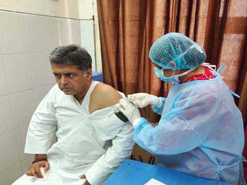 MP Manish Tewari gets first shot of COVID-19 vaccine