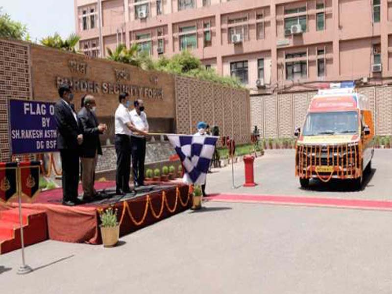 BSF DG flags off advance life support ambulance for Tekanpur Academy