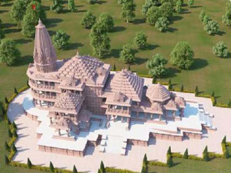 The first consignment of red stone reaches Ram Janmabhoomi site in Ayodhya