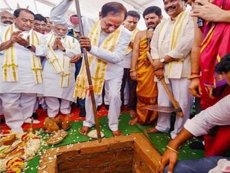 CM lays foundation stone for TRS party office in Delhi