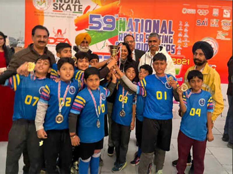 J&K Cadet Boys win a historic gold medal in national Roller Skating Hockey C’ship