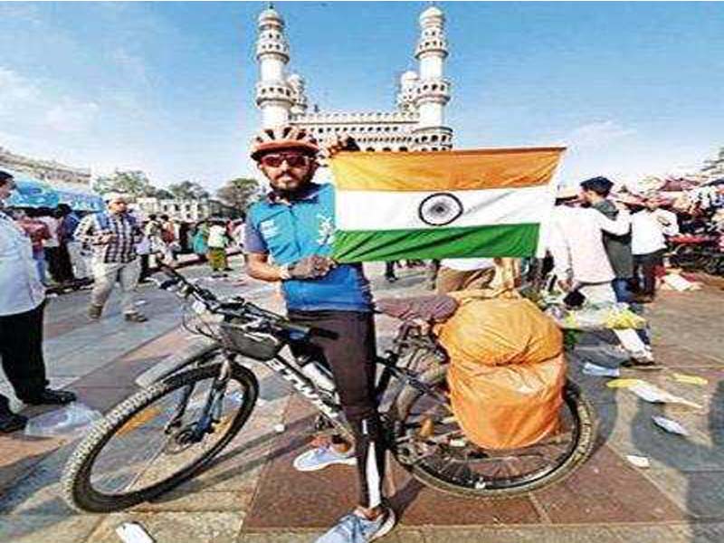 World’s longest cycle journey Green Man reaches Hyderabad