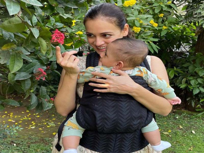 Dia Mirza enjoys nature-time with son Avyaan