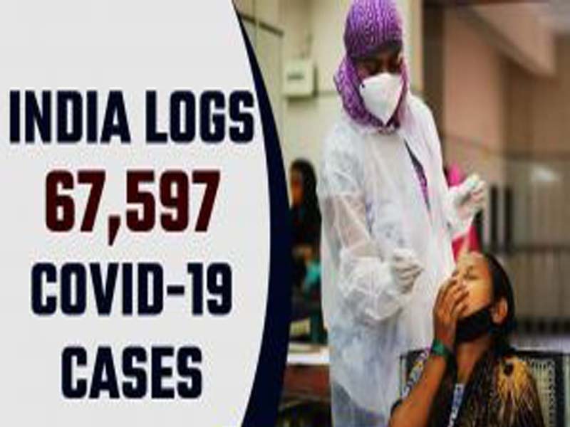 India logs 67,597 new Covid cases