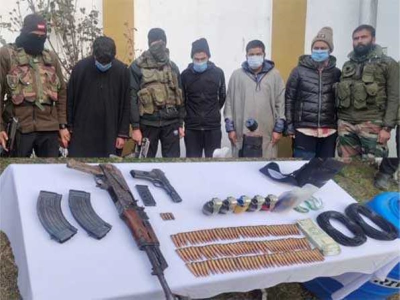 In Kupwara, security forces capture 5 of HM’s terrorist associates and find weapons and ammo