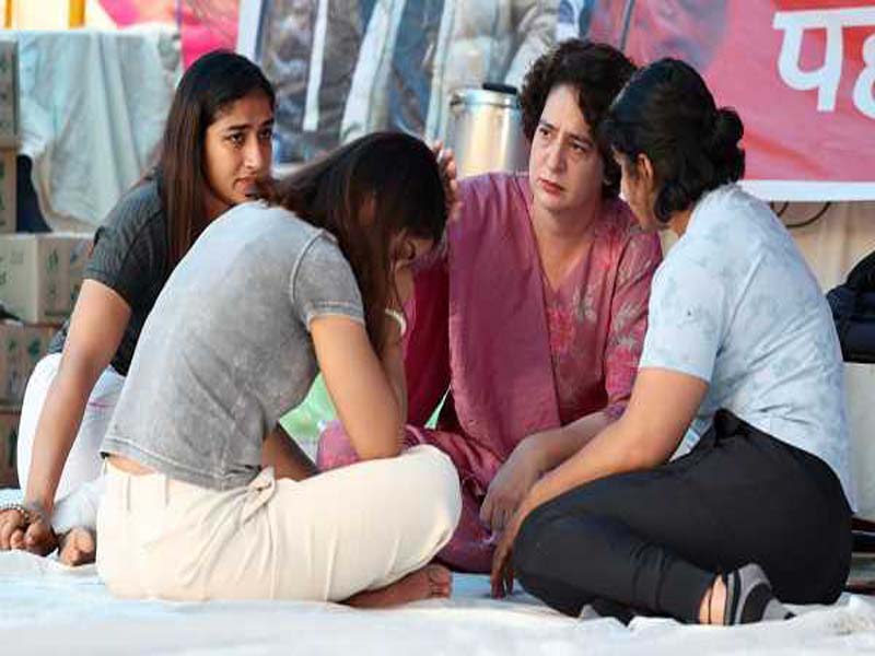 Priyanka accuses the government of supporting Brij Bhushan after meeting protesting wrestlers.