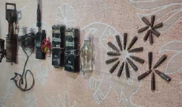 Arms and ammunition were recovered in Ramban J&K when a terrorist base was discovered.