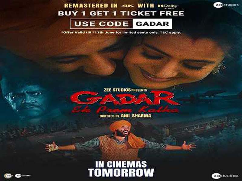 For the re-release of “Gadar: Ek Prem Katha,” Zed Studios offers a “Buy One Get One Free” promotion.