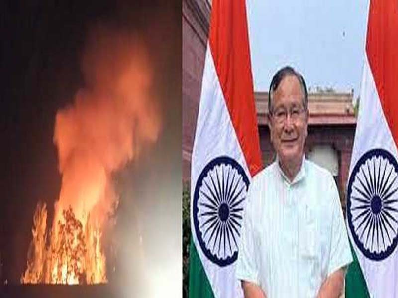 Fire breaks out at Union Minister Ranjan’s Imphal home.