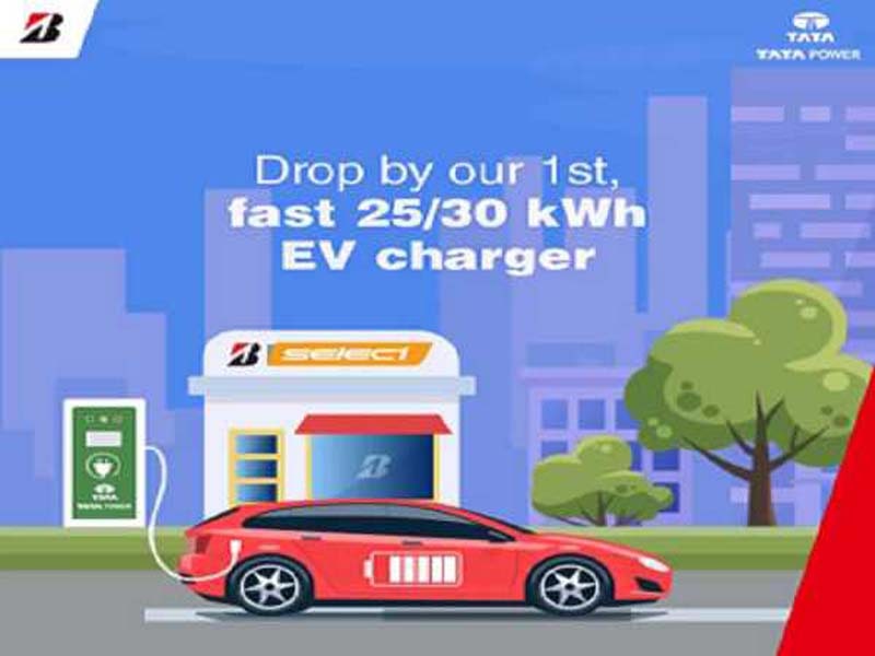 Tata Power and Bridgestone India collaborate to install EV chargers.