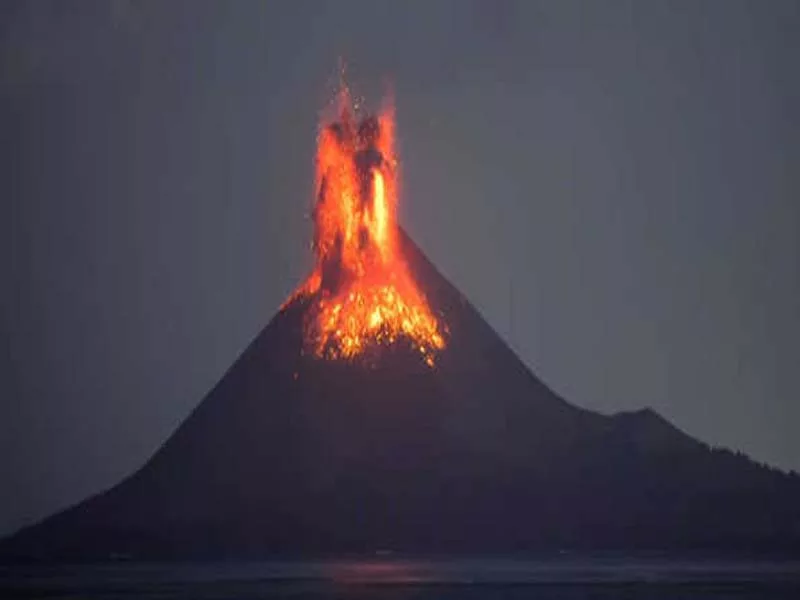 The Anak Krakatau volcano in Indonesia erupts