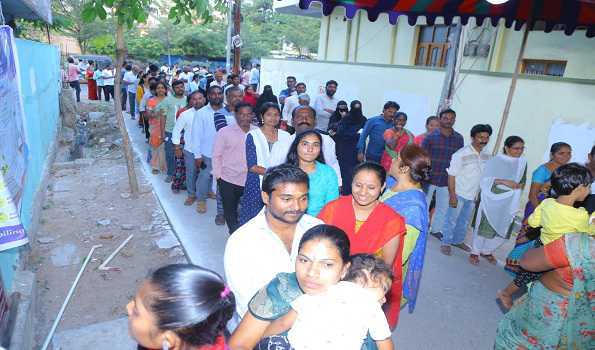 Polling in the Telangana Assembly is peaceful, with 64 percent of votes cast.