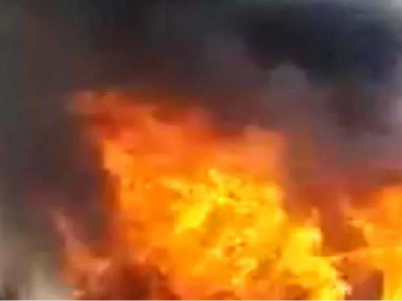 Hyd: A large fire breaks out in a firewood godown, making it difficult to breathe