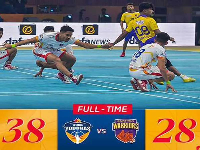 In the Ultimate Kho Kho, Telugu Yoddhas defeated Rajasthan Warriors.