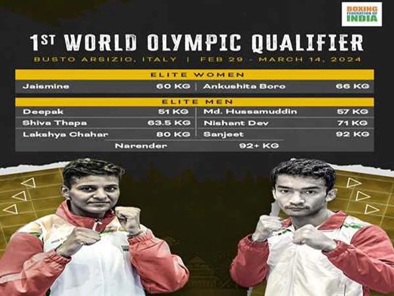 BFI names the Indian team for the inaugural World Qualification Tournament in Paris in 2024.