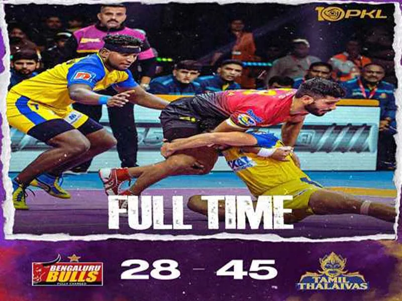Pro Kabaddi League: Tamil Thalaivas defeats Bengaluru Bulls 45–28