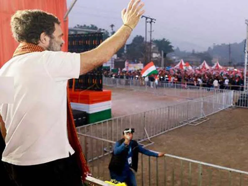 Rahul Gandhi accuses the BJP of working with the dishonest NPP in Meghalaya.