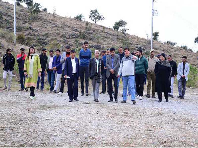Jammu University VC conducts a site inspection of the recently built infrastructure at the Reasi campus.
