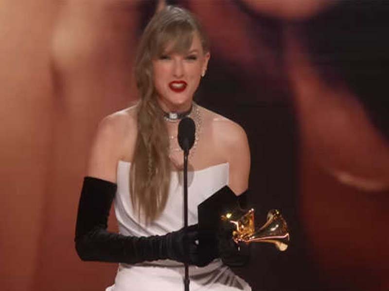 Taylor Swift breaks the record for the most Grammy Awards album of the year honors.