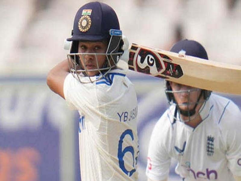Yashasvi Jaiswal scores a century in his second Test in Visakhapatnam.