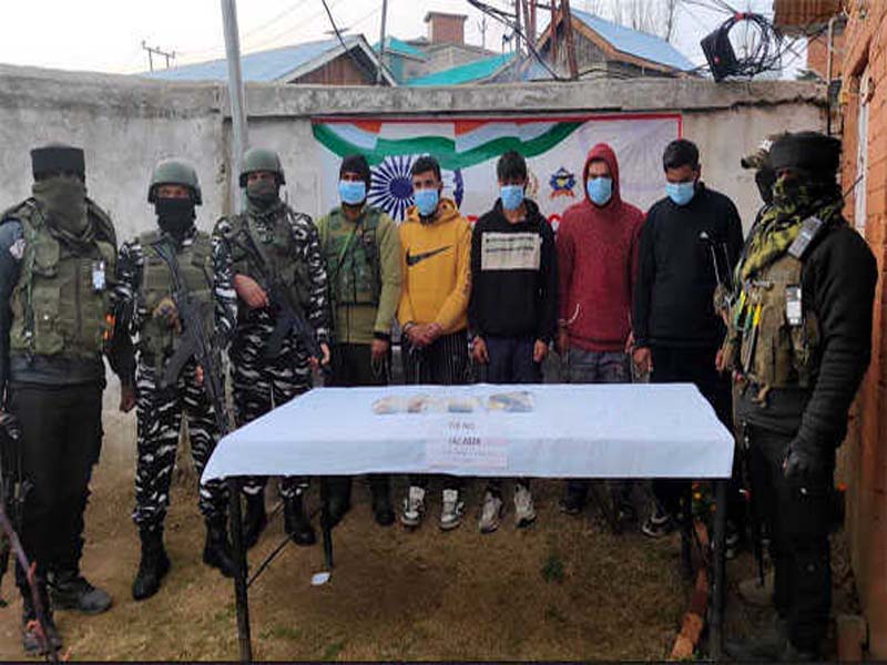 Security personnel in Kulgam, J&K, smash a LeT terror outfit and arrest four people.