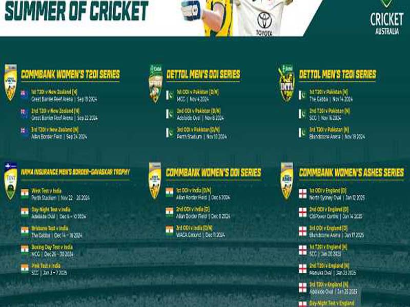India and Pakistan will pay visits as Australia releases its summertime itinerary.