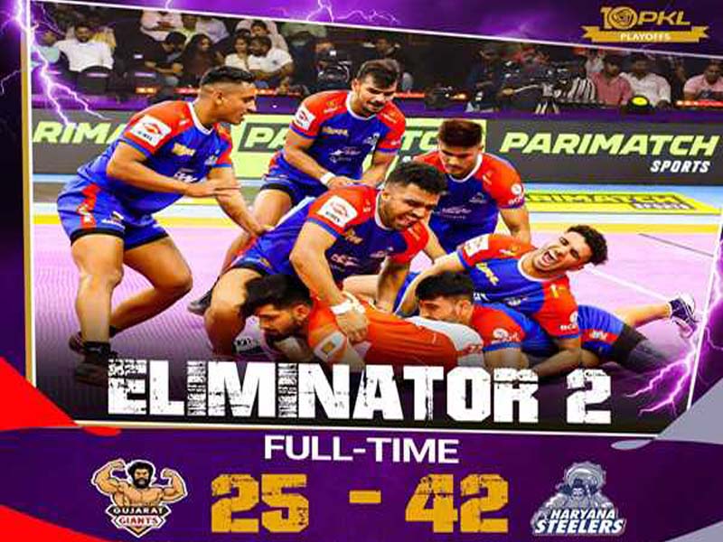 Haryana Steelers defeated Gujarat Giants in the PKL, cruising into the semifinals.