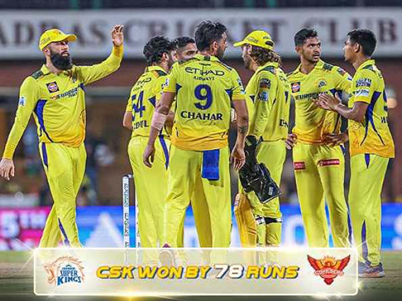 PLAY OFF-SITE CONTINUES AS BOWLERS CONTRIBUTED WHEN THE HITTERS SHOWED UP AND CSK AMBUSHED SRH FOR 78 RUNS.