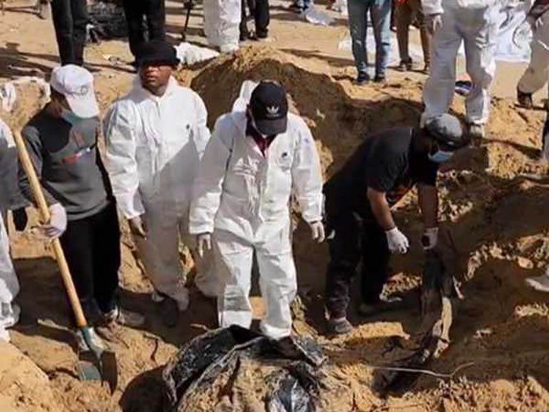 180 bodies found in a mass grave at the Khan Yunis hospital courtyard in Gaza