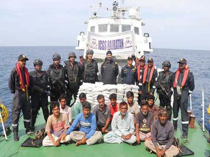 Terrorism valued at Rs. 600 crore is seized by ICG from a Pakistani vessel near Gujarat.