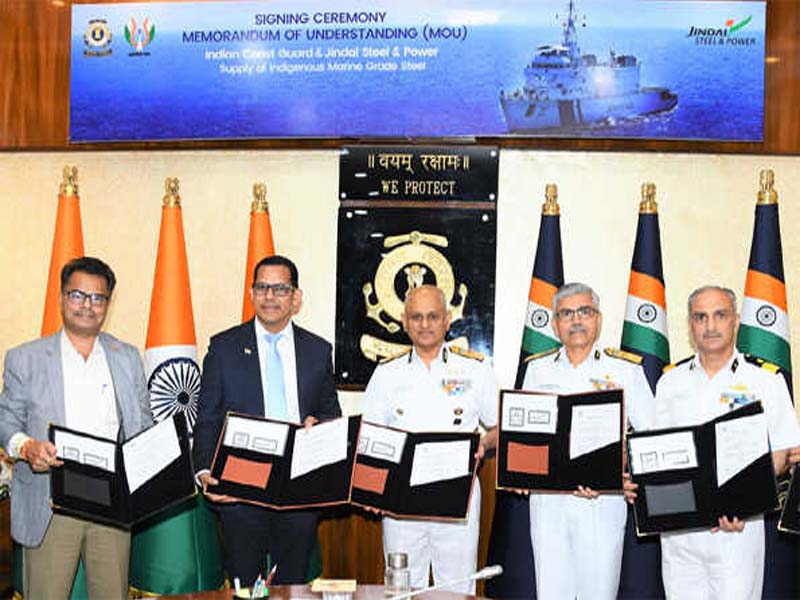 Agreements between Jindal Steel and the Indian Coast Guard about marine-grade steel