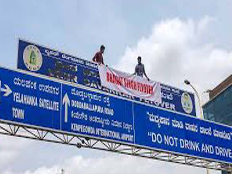 In Bengaluru, NSUI activists were detained for vandalizing a Veer Savarkar overpass signboard.