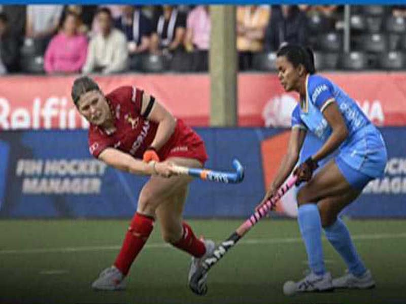 The Indian Women’s Hockey Team loses in the FIH Pro League 2023–24 to Belgium.