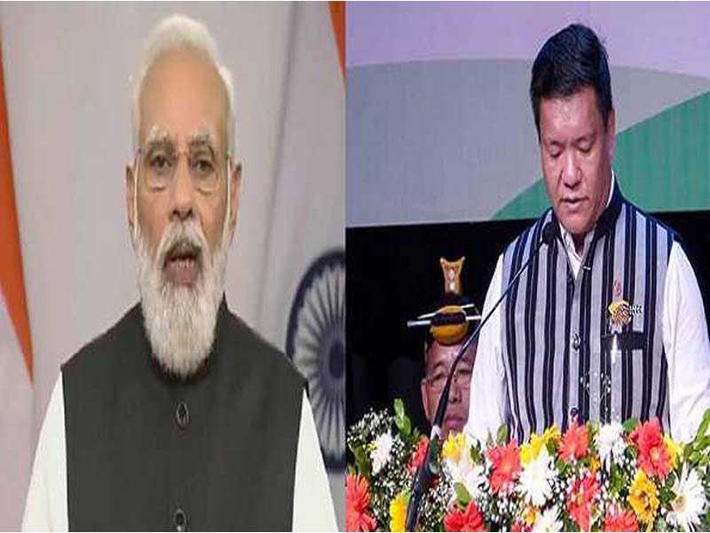 Khandu receives congratulations from PM Modi on taking the oath of office as Arunachal Pradesh’s chief minister.