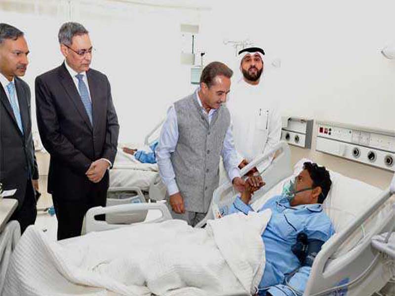 Over forty Indians were killed in a fire in Kuwait caused by an electrical short circuit; MoS Singh visits the injured Indians