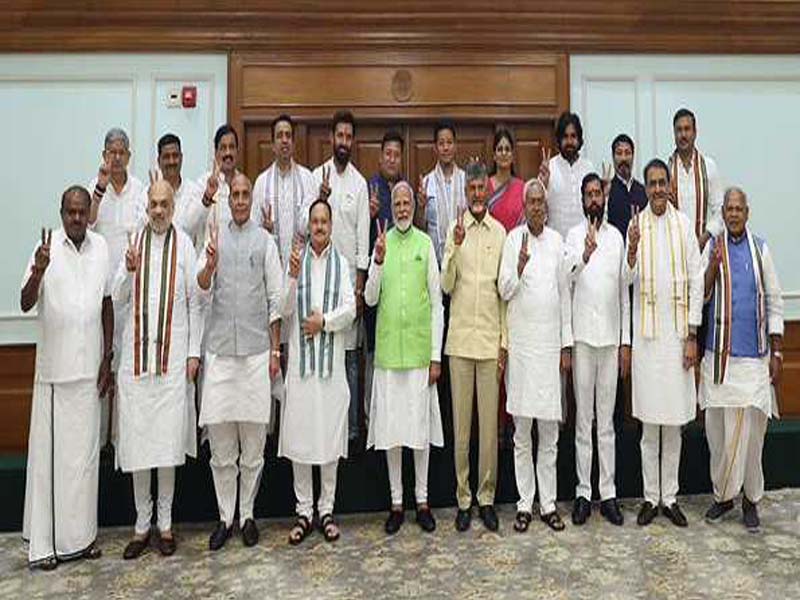 Narendra Modi is ‘unanimously’ elected as the coalition leader by his NDA colleagues.