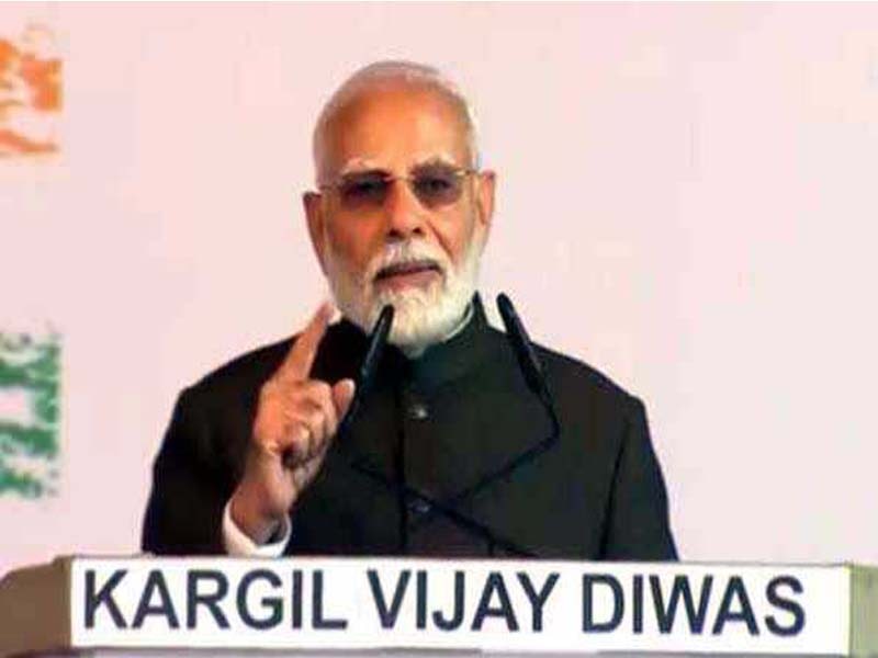Modi warns Pakistan from Kargil that cross-border terrorism would be defeated.