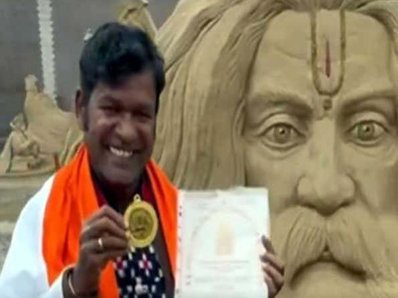 Sudarshan Bags, an Indian sand artist International Sand Sculpture Championship gold medal