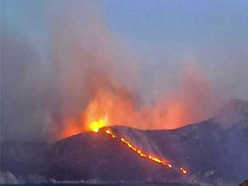 A wildfire starts close to Athens on Mount Parnitha.