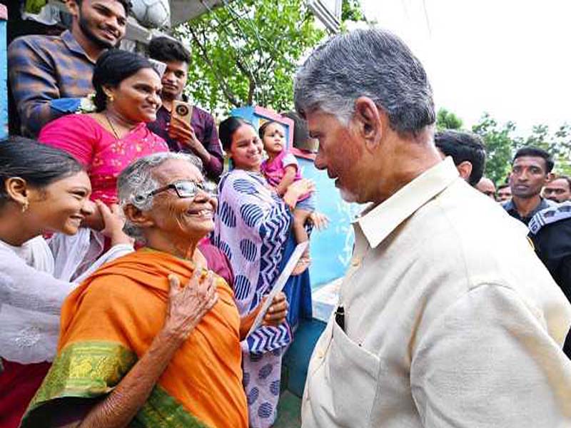 Pensions are distributed personally by Andhra CM Naidu