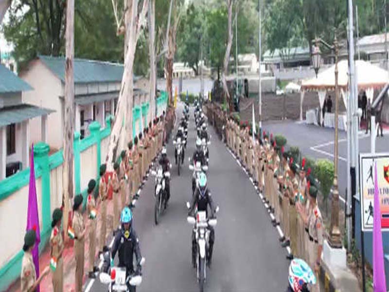 The Indian Army launches the 25th Kargil Vijay Diwas women’s bike rally in Leh.