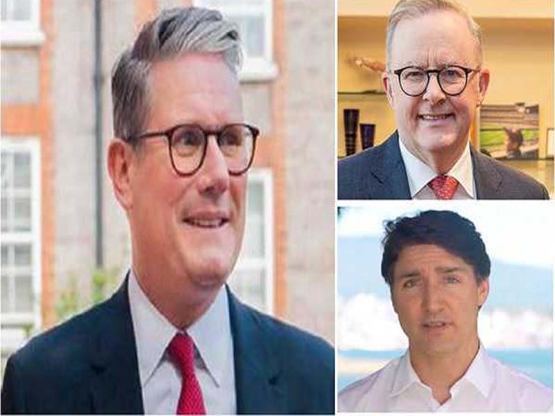 PMs from Australia and Canada congratulate their new counterpart in the UK on their “historic” win.