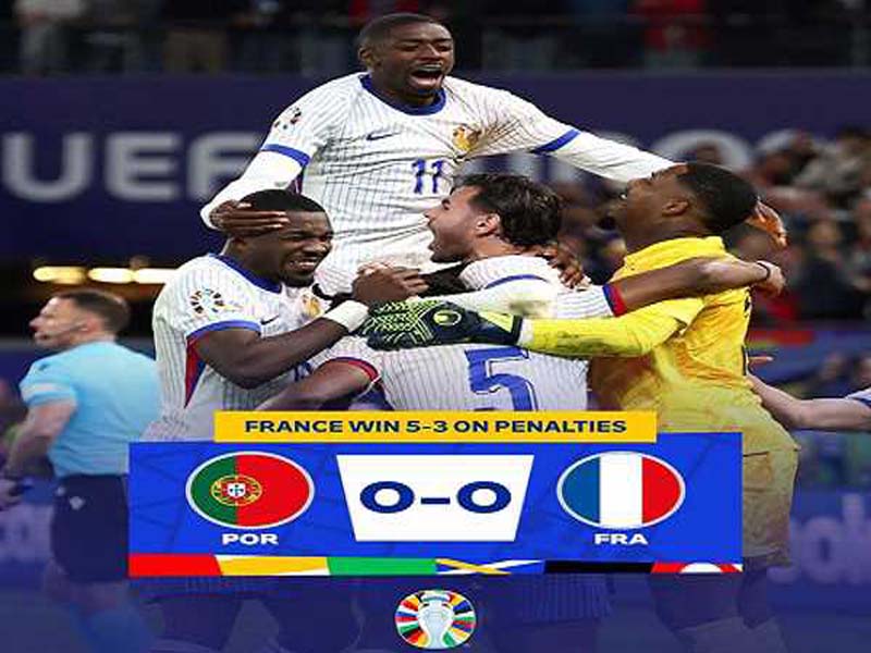 France defeats Portugal in a penalty shootout to advance to the Euro 2024 semifinals.