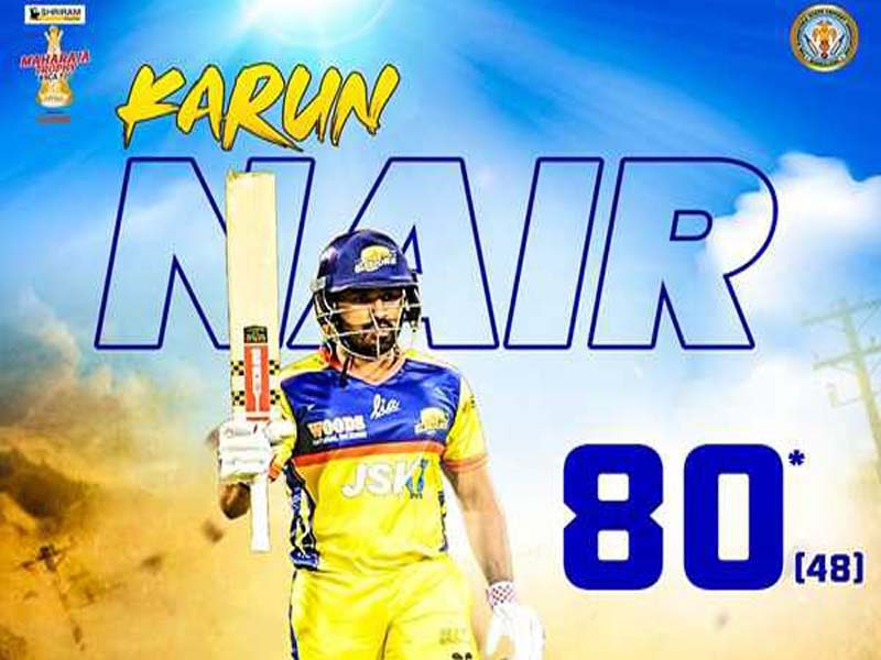 Karun Nair’s hit sends Mysore Warriors into the semifinals.