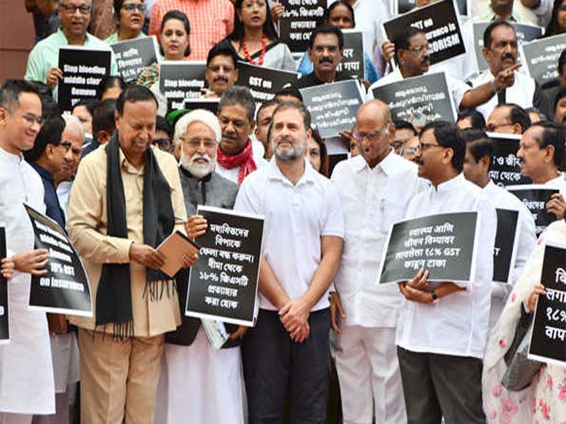 MPs from the INDIA group object to the GST on life and health insurance.