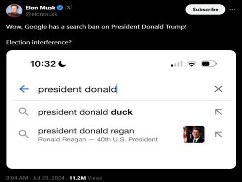 Musk says Google should meddle in the US presidential election