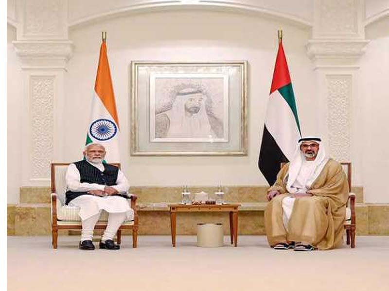 The Crown Prince of Abu Dhabi is in India to talk with Prime Minister Modi.